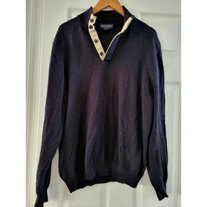 Brooks Brothers Mens Blue pullover 1/4 snap sweater size Large casual outdoor